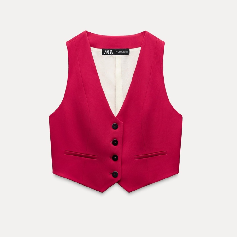 Zara Pink Buttoned Vest